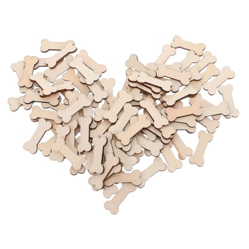 NUOBESTY 200stücke Holzknochenformen Unbearbeitete Bastelholzausschnitte in Knochenform Diy-hundeknochen-materialien Holzverzierungen für Handwerk und Dekorationsprojekte