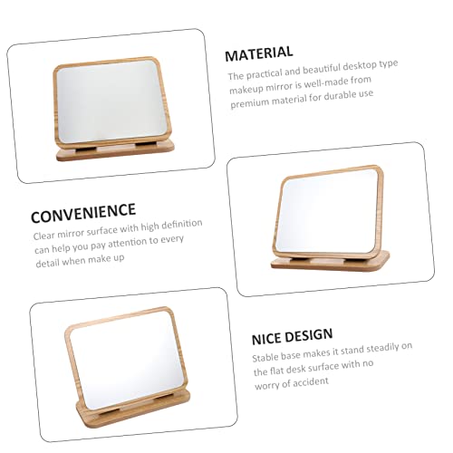 Miroir de table PACKOVE pliable en bois pour maquillage sans reflets - 4