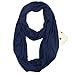 Pop Fashion Hidden Zipper Pocket Travel Infinity Scarves Lightweight Wrap for Phone, Money, Keys, ID, Passport, Wallet, or Credit Cards (Navy, 70.8