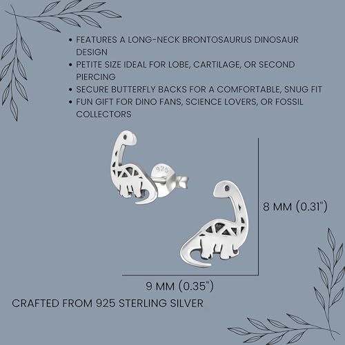 Dinosaur 925 Sterling Silver Stud Earrings, Dainty Piercing Jewelry2