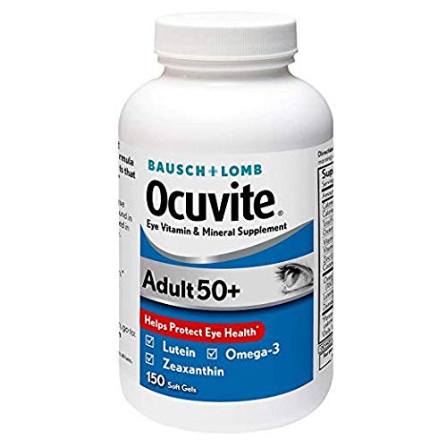 Bausch & Lomb Ocuvite Adult 50+ Eye Vitamin & Mineral Lutein, Zeaxanthin, and Omega-3 1 (150 Count) 1 Pack