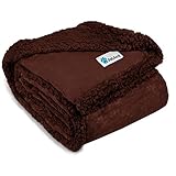 PetAmi Waterproof Dog Blanket for Bed, Couch, Sofa | Waterproof Dog Bed Cover for Large Dogs, Puppies | Sherpa Fleece Pet Blanket Furniture Protector | Reversible Microfiber | 80 x 60 (Brown/Brown)