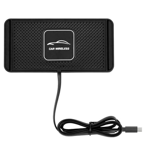Cargador de coche de inducción, cargador inalámbrico de coche, cargador inalámbrico para coche, alfombrilla de carga rápida, soporte antideslizante para smartphone (cable tipo C de 1 m)