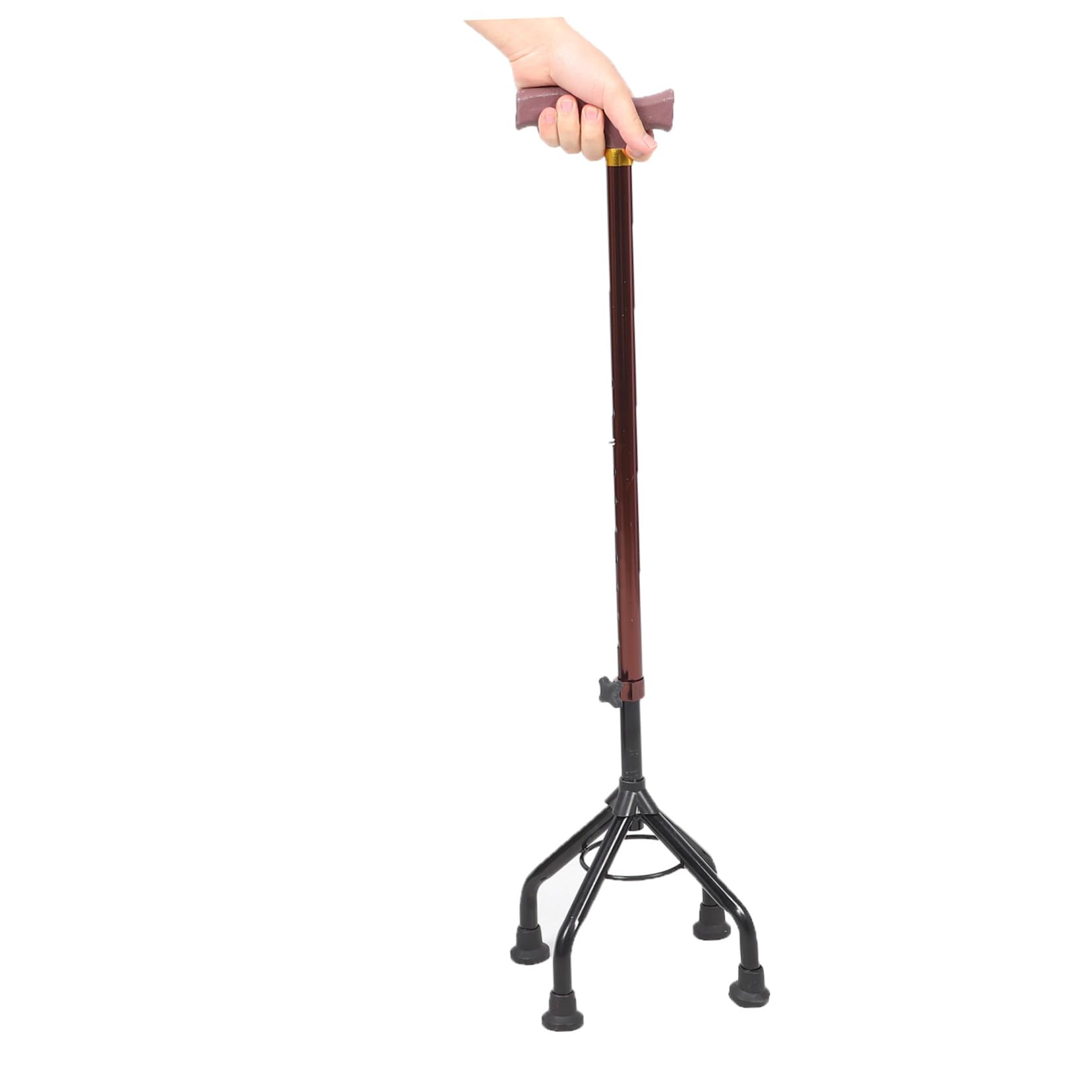 Gatuida Bastón Diseño de Cuatro Patas Ajustable de Aleación de Aluminio y Agarre Cómodo Adecuado para Trekking y Senderismo en Personas Mayores