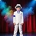 Dance Star Costume for Boys 80s 90s Stage Outfits Kids Role Play Party Halloween Cosplay 6-7 Years White