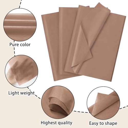 Image of 120 Sheets 20 inchX14 inch Brown Tissue Paper for Gift Bags Wrapping, Art Tissue Paper Bulk for Holiday Birthday Party Crafts Decoration (Brown)