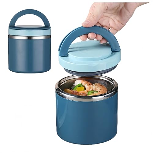 Ymswjgj Récipient isotherme de 1 l pour garder au chaud - En acier inoxydable - Avec poignée - Gobelet isotherme - Boîte à déjeuner isotherme
