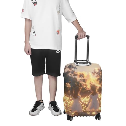 Travel Luggage Cover Spandex Suitcase Protector Washable Baggage Covers Girls Holding Hands Elastic Scratch-Resistant Luggage Cover Protector Fits 18-32 Inch Luggage 7