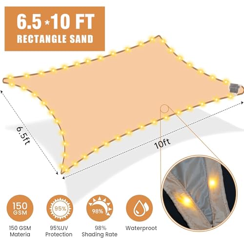 Meetyr Life Led Shade Sail Waterproof 6.5X10Ft Built-In Led thumb #1