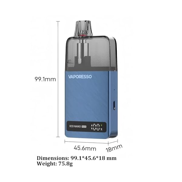 Vaporesso Eco Nano Plus Kit 1400mAh Built-in Battery fit 10ml ECO Nano 0.6/0.8/1.2ohm Mesh Pod 35000 puffs Electronic Cigarette Vape Airflow Adjustable No Liquid No Nicotine (Noir minuit)