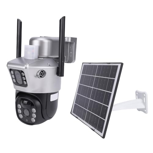 Garsent 2.4g Cámaras de Seguridad Solar WiFi Outdoor Inalámbrico, 2K Dual Lens PTZ, Visión de Color Night, Detección de Movimiento, Audio de 2 Vías, Camaras de Vigilancia Casera, Banda