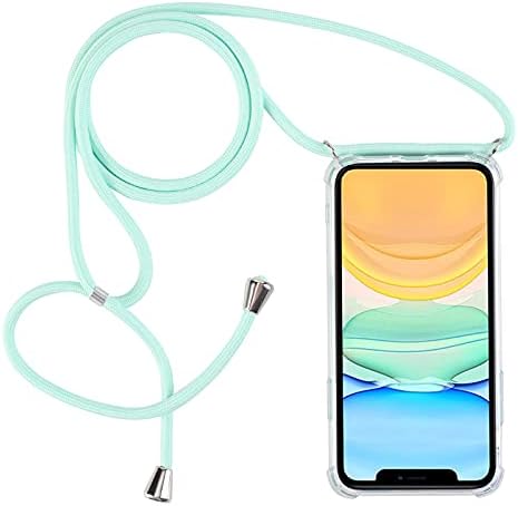 PuYu Zhe Compatible With iPhone 7/8/SE 2020/SE2 Case,Clear Transparent TPU Silicone Shell,Crossbody Slim Stylish Shockproof Cover,Adjustable Neck Cord Lanyard-Sky Blue