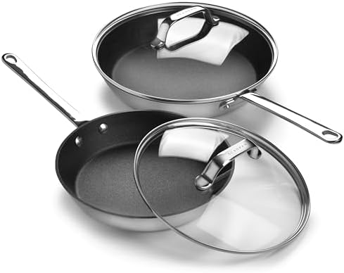 Scanpan Stratanium+ Nonstick Stainless Steel 9.5 & 11" Fry Pan Skillet Set with Lids - Maitre D' - Made in Denmark - Thumbnail 2