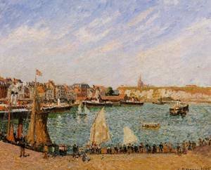Peinture à l'huile Reproductions de Afternoon Sun Dieppe 1902 Camille Pissarro Toile 30x36