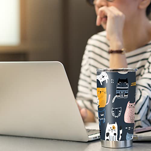 Waldeal Cute Cat Coffee Mug Stainless Steel Thermal Tumbler With Lid, Double Wall Vacuum Insulated Travel Mug For Women Men Birthday Or Christmas Gifts, 20Oz #TOP5