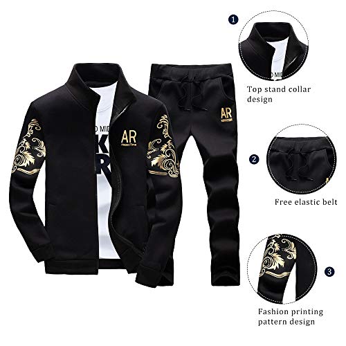 Image of MANTORS Men's Hooded Athletic Tracksuit Full Zip Casual Jogging Gym Sweat Suits