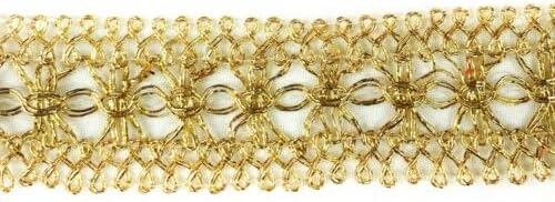 Elegant Vintage Antique Sequins Trim Sold by 10 Yards Silver and Gold Gold Fabric