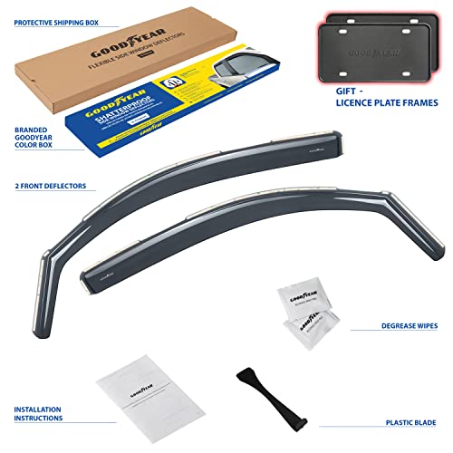 Goodyear Shatterproof in-Channel Window Deflectors for Trucks Toyota Tacoma 2016-2024 Access Cab, Rain Guards, Window Visors for Cars, Vent Deflector, Truck Accessories, 2 pcs - GY003410