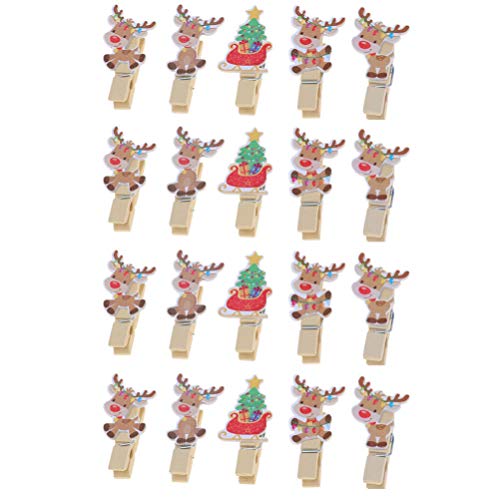 Toyvian 50 Pcs Christmas Wood Clips- Xmas Photo Pegs Holder- Clothespins Photo Clips para DIY