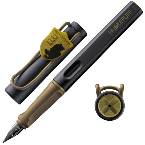 Lamy safari Harry Potter Hufflepuff Füller Special Edition Füllhalter mit Wappen des Hauses - Stahlfeder in Strichbreite M mit ergonomischen Griff inkl. Tintenpatrone T10 blau Rechtshänder