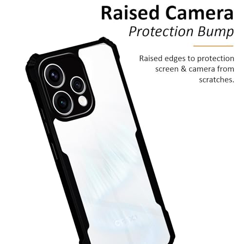 Image of Amazon Brand - Solimo Clear Back Cover Case for Oppo Reno 15 5G | 360 Degree Protection | Transparent Back Cover Case for Oppo Reno 15 5G (PC & TPU, Black Bumper)