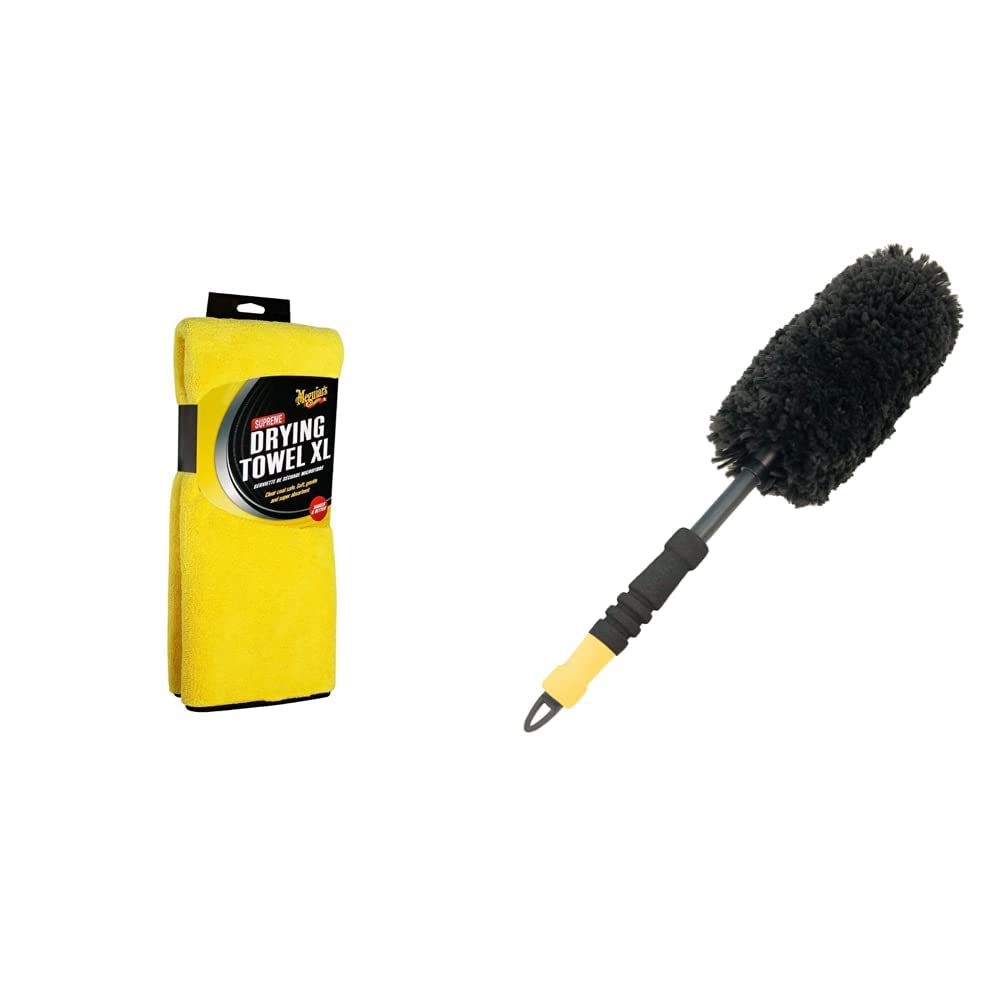 Meguiar's X1905EU Serviette séchage, Jaune, XL & X1902EU Brosse Jantes