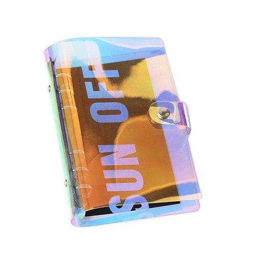 MultiBey A6 Rainbow Soft PVC Clear Binder Transparent Holographic Shells 6-Ring Loose Leaf Notebook Paper Refill Cover 7.5