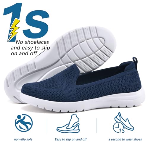 Image of Buyrew Loafers for Women - Comfortable Mesh Knit Slip On Walking Shoes with Arch Support - Dressy Business Casual Work Flats for Standing All Day - Lightweight Breathable Penny Loafers