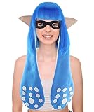 HPO Women's Video Game Wig with Ears and Mask Set | Halloween Anime Cosplay Wig for Women | Perfect for Themed Costume Party