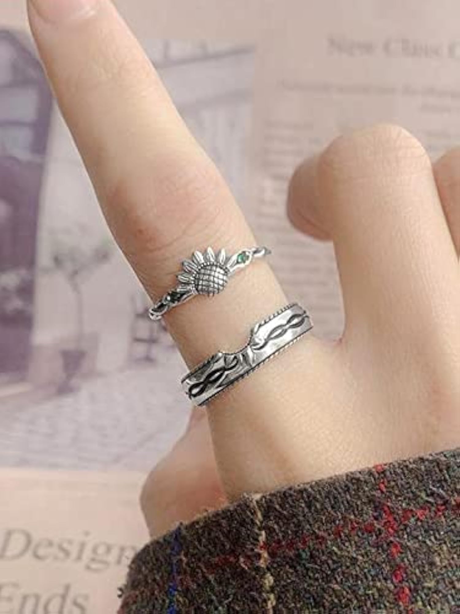 925 Sterling Silver Adjustable Rings, Pure Gift for Women