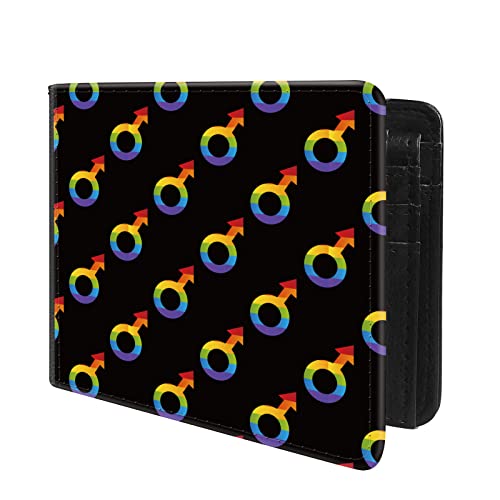 (Lgbt Gay Pride-1 Front Pocket Slim Bifold Leather Wallet RFID Blocking with ID Window for Men