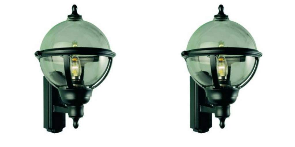 Pack of 2 x ASD GL/BS100 Ornate Globe Wall Lantern Blacks/Smoke Effect