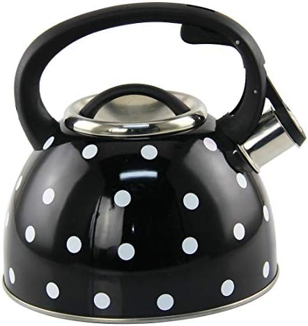 Riwendell 2.7 Quart Whistling Color Dot Tea Kettle Stainless Steel StoveTop Teapot (GS-04016F-2.5L-1)