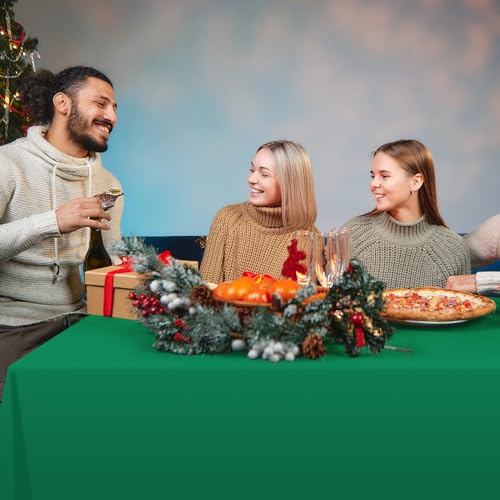 Image of 16 Pack Green Plastic Tablecloth for Rectangle Tables, Premium Decorative Green Disposable Table Cloths for Parties, Rectangle Party Table Cover for Birthday Anniversary Graduation Picnic, 54x108 Inch