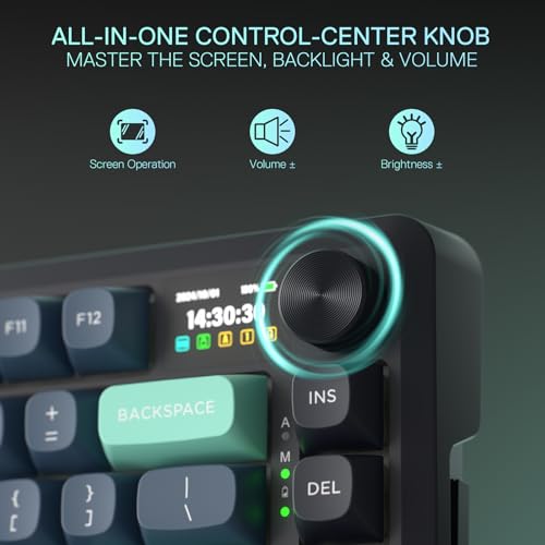 Image of Redragon K724 PRO Wireless Gasket Gaming Keyboard with Hype Screen and Button, 80% Mechanical Keyboard, Easy to Use 1.14 Inch TFT Info Display, 5-Layer Noise Reduction, Linear Switch