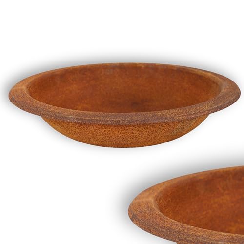 Rostikal Edelrost Pflanzschale rund Ø 36 cm, Dekoschale aus Cortenstahl, Gartendeko für draußen wetterfest, Blumenschale Rost Vintage für Haus und Garten, Handmade