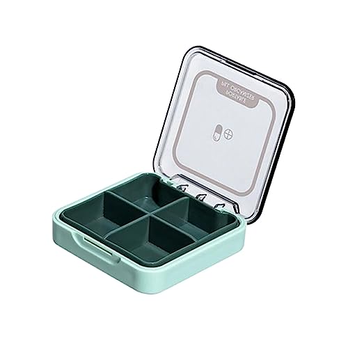 siduytin Boîte à pilules Mini conteneur de tablette de soins de santé 4 grilles détachable scellé distributeur de pilules organisateur pour poche, Vert