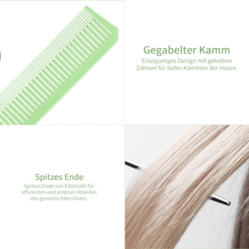 Foto von qingmeng Strähnenkamm, 3 Größen Stielkamm, Toupierkamm Stielkamm Friseur Vellen Hair Strähnenkamm Professionelle Friseurkammzähne Antistatische Nadelstielkamm für Friseursalon Männer Frauen