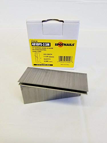 Stainless Steel Spot Nails 4810PS 1/4-Inch Narrow Crown 1-1/4-Inch Leg 18 Gauge