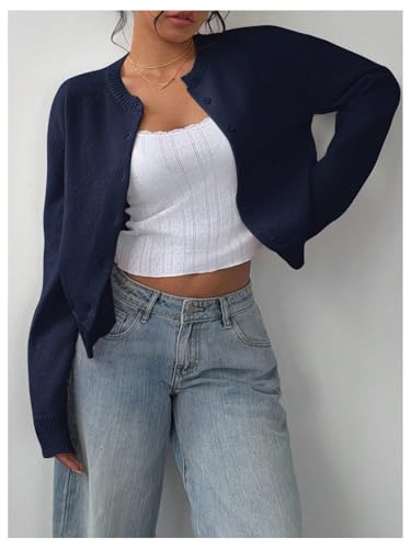 Image of SOLY HUX Women's Button Down Cropped Lightweight Cardigan Sweater Cute Fall Fashion 2026