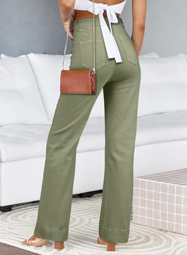 Image of Astylish Women's Wide Leg Jeans High Waisted Denim Pants