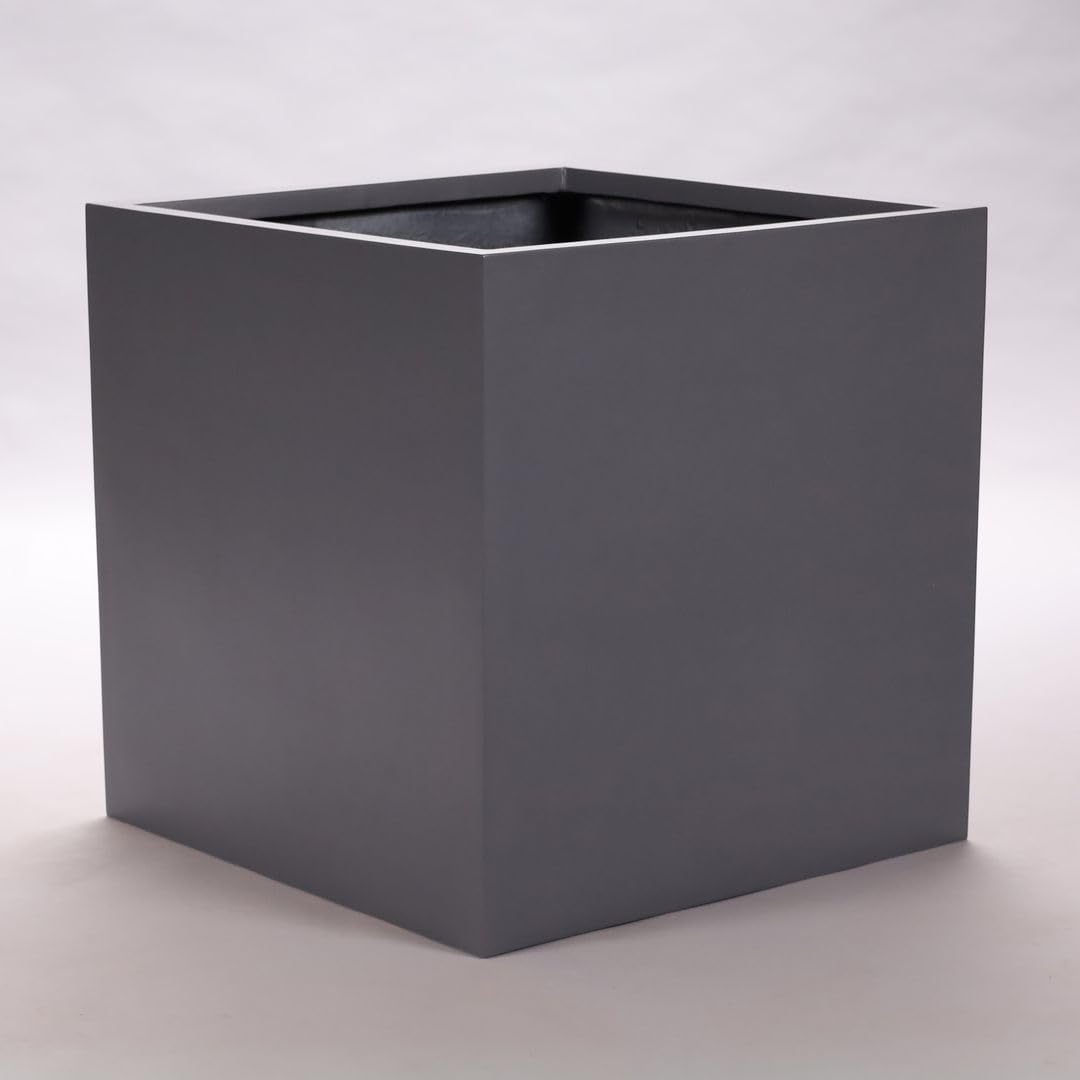 Blumenkübel Fiberglas anthrazit metallic quadratisch 60x60x60cm