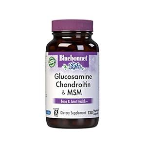Bluebonnet Nutrition Glucosamine Chondroitin Plus MSM Supplement, Soy-Free, Gluten-Free, Non-GMO, Dairy-Free, 120 Count