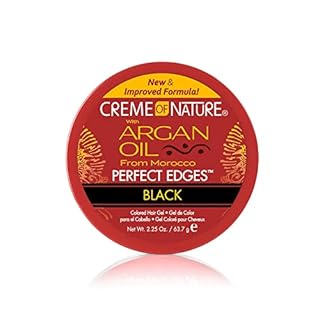 Creme of Nature Perfect Edges™ Black Edge Control Gel, 24-Hour Hold with Gray Coverage and Shine, Non-Flaking Tinted, Argan Oil Edge Tamer, 2.25 oz