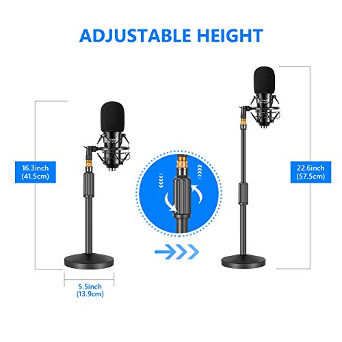 Image of Neewer USB Microphone with Stand Kit - 192KHz /24Bit Plug&Play Cardioid PC Condenser Mic with Round Base Mic Stand, Pop Filter and Shock Mount for Computer, YouTube /Gaming Recording /Podcasts /Singing