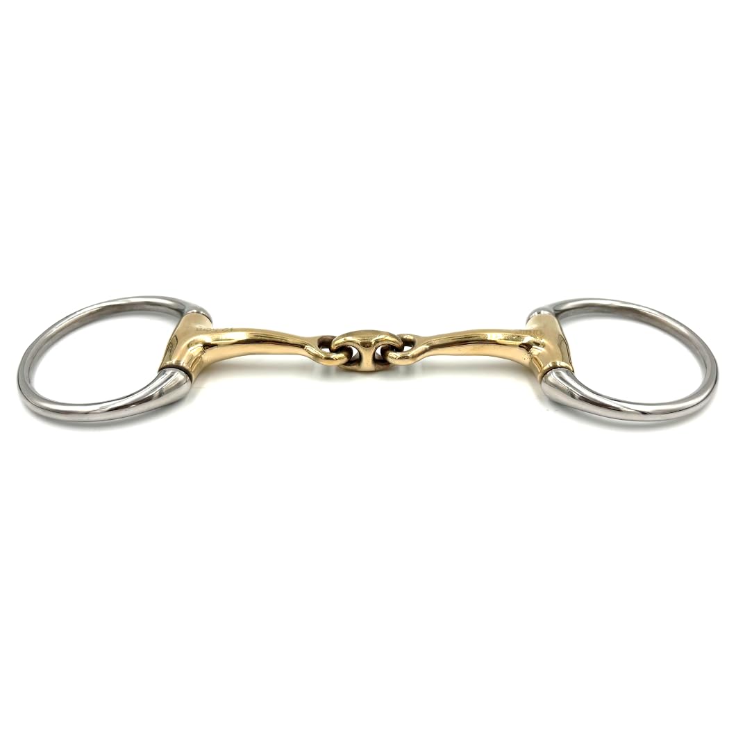 ES0013 Gebiss Olivenkopfgebiss Olivenkopftrense Doppelt Gebrochen aus Kupfer Edelstahl Ringdurchmesser 70 mm Gebissstärke 13 mm (11.5 cm)
