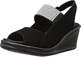 Skechers Cali Women's Rumblers Sparkle on Wedge Sandal, Black, 8 M US