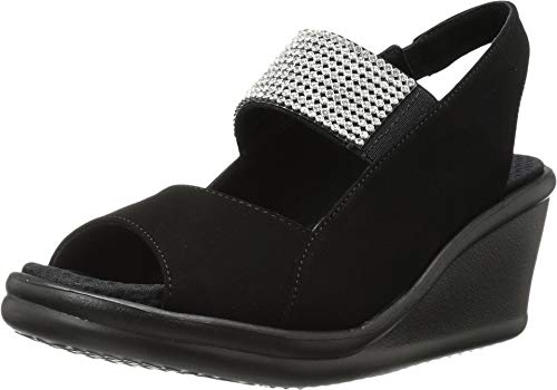 Skechers Cali Women's Rumblers Sparkle On Wedge Sandal,black,8 M US