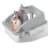 Stainless Steel Litter Box, Metal Litter Box with Scoop, High-Sided Leak-Proof Design, Non-Stick Base, Easy to Clean for Kittens, Senior & All Cats