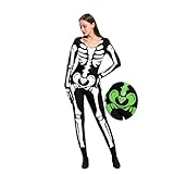 Spooktacular Creations Women Skeleton Costume with Glow Patterns for Halloween Dress Up Party